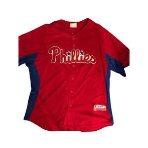 Phillies Hunter Pence #3 Majestic Authentic Jersey XXL Red Button Front